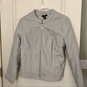 Macys Alfani Grey Faux Leather Moro Zip-Up Jacket